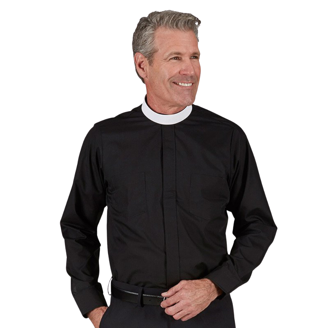 Neckband Clergy Shirt, Long Sleeve